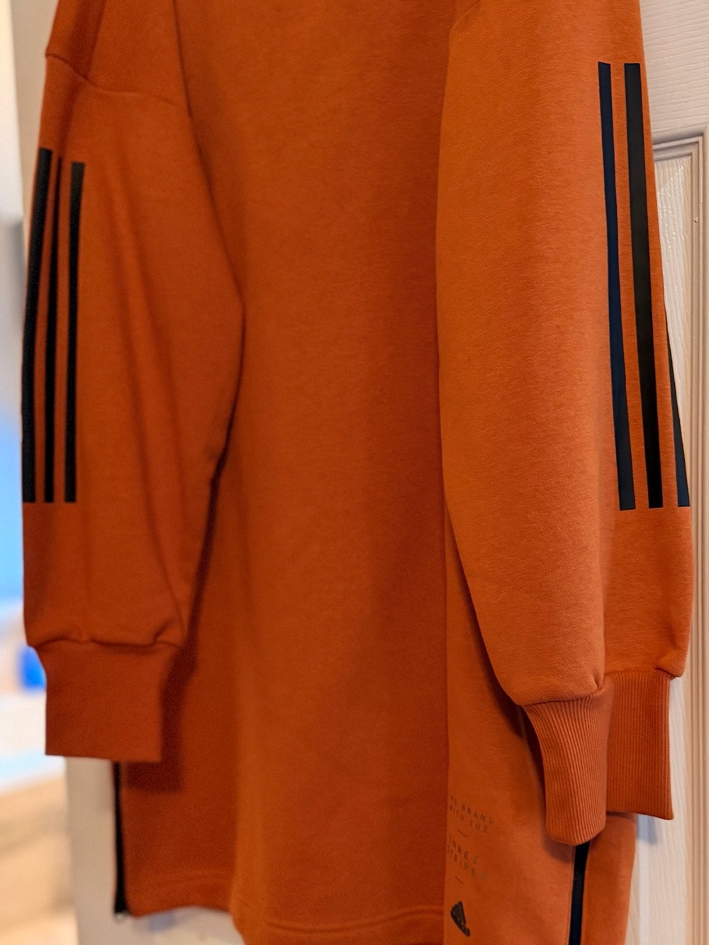 adidas Orange Long Sleeve Dress with Black Sleeve Stripes